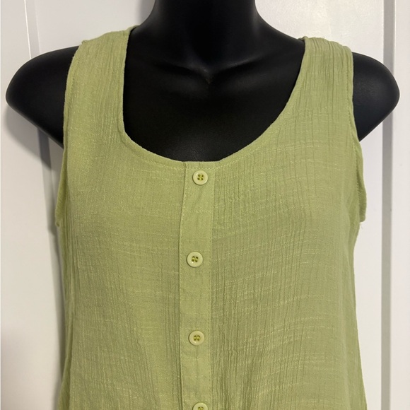 Y2K Papa Sleeveless Green Button-Down Women's Mini Summer Dress Size Small - Picture 2 of 12
